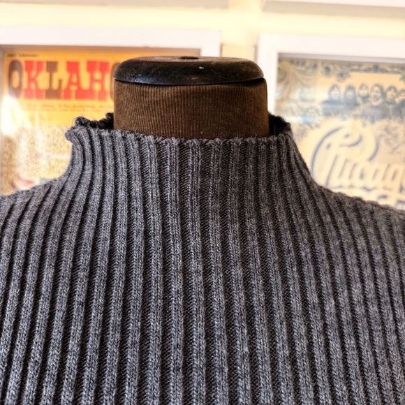 Y2K Charcoal Gray Ribbed Sweater Dress - Picture 5 of 7
